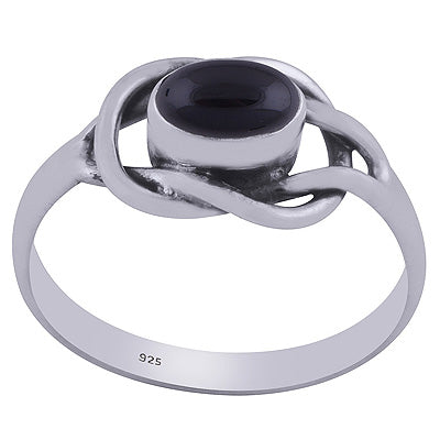 Beautiful Knot Work Around Black Onyx Oval Shape 925 Sterling Solid Silver Rings - R3402120-57