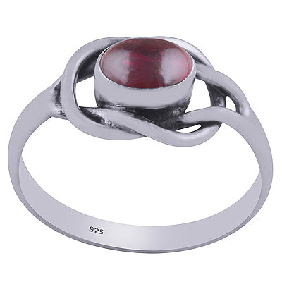 Beautiful Knot Work Around Garnet Oval Shape 925 Sterling Solid Silver Rings - R3402120-8