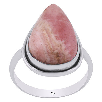Stunning Stone Rhodochrosite Pear Shape 925 Sterling Solid Silver Ring - R3402138-200