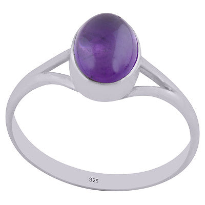Beautiful Split Shank Around Amethyst Oval Shape 925 Sterling Solid Silver Ring - R3402143-1