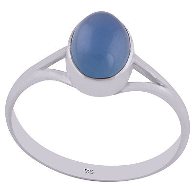 Beautiful Split Shank Around Blue Chalcedony Oval Shape 925 Sterling Solid Silver Ring - R3402143-47