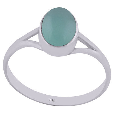 Beautiful Split Shank Around Aqua Chalcedony Oval Shape 925 Sterling Solid Silver Ring - R3402143-48