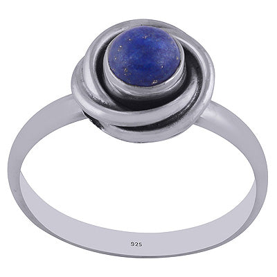 Beautiful Twisted Shank Around Lapis Round Shape 925 Sterling Solid Silver Rings - R3402145-41
