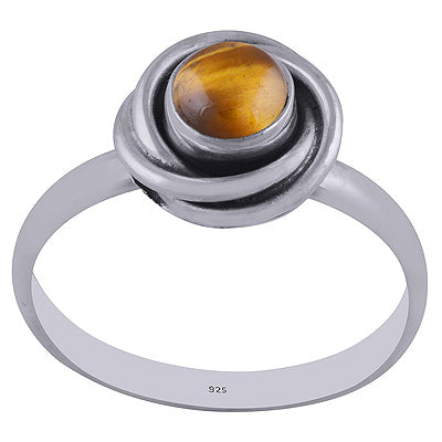 Beautiful Twisted Shank Around Tiger's Eye Round Shape 925 Sterling Solid Silver Rings - R3402145-45