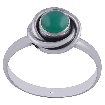 Beautiful Twisted Shank Around Green Onyx Round Shape 925 Sterling Solid Silver Rings - R3402145-48