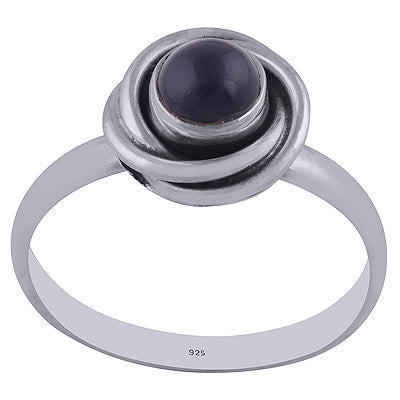 Beautiful Twisted Shank Around Black Onyx Round Shape 925 Sterling Solid Silver Rings - R3402145-60