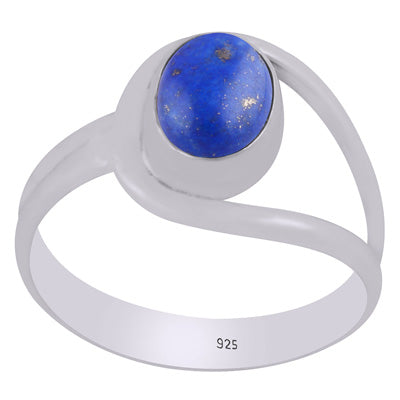 Beautiful Shank Around Lapis Oval Shape 925 Sterling Solid Silver Ring - R3402155-75