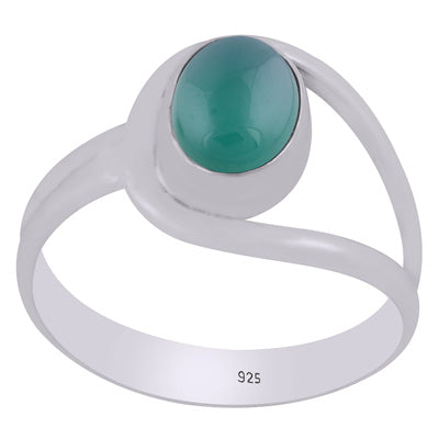 Beautiful Shank Around Green Onyx Oval Shape 925 Sterling Solid Silver Ring - R3402155-77