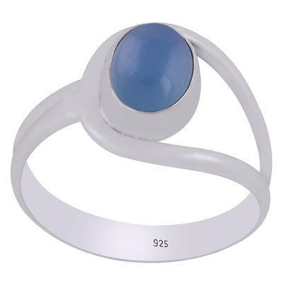 Beautiful Shank Around Blue Chalcedony Oval Shape 925 Sterling Solid Silver Ring - R3402155-78
