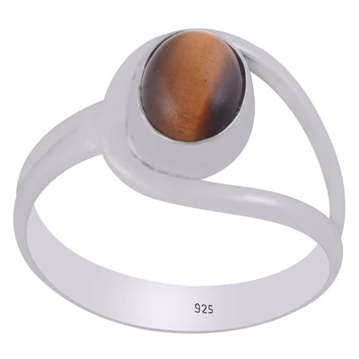 Beautiful Shank Around Tiger's Eye Oval Shape 925 Sterling Solid Silver Ring - R3402155-80