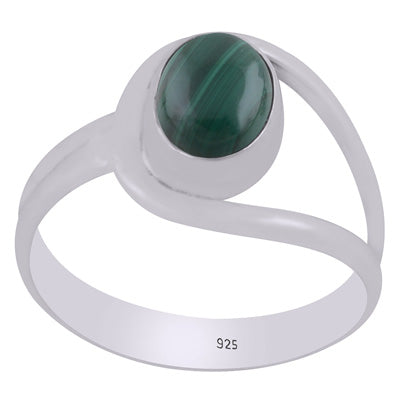 Beautiful Shank Around Malachite Oval Shape 925 Sterling Solid Silver Ring - R3402155-81