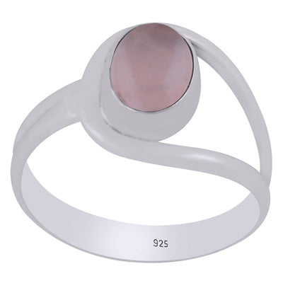 Beautiful Shank Around Rose Quartz Oval Shape 925 Sterling Solid Silver Ring - R3402155-82