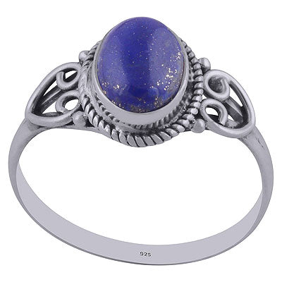 Gorgeous Handwork Around Lapis Oval Shape 925 Sterling Solid Silver Ring - R3402157-24