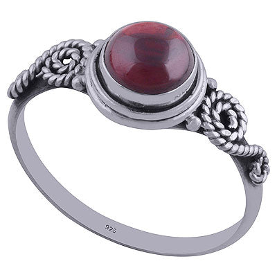 Beautiful Wire Coil Around Garnet Round Shape 925 Sterling Solid Silver Rings - R3402158-66