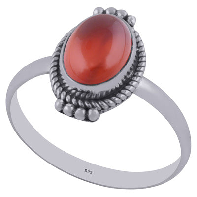 Authentic Rawa & Wire Work Around Carnelian Oval Shape 925 Sterling Solid Silver Ring - R3402160-32