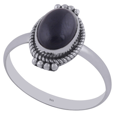 Authentic Rawa & Wire Work Around Black Onyx Oval Shape 925 Sterling Solid Silver Ring - R3402160-48