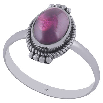 Authentic Rawa & Wire Work Around Garnet Oval Shape 925 Sterling Solid Silver Ring - R3402160-5