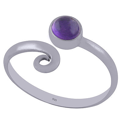 Beautifully Designed Minimal Amethyst Round Shape 925 Sterling Solid Silver Ring - R3402162-1