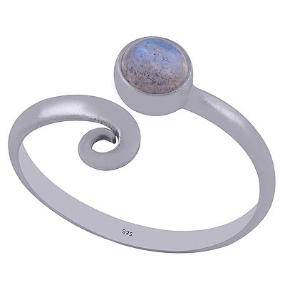 Beautifully Designed Minimal Labradorite Round Shape 925 Sterling Solid Silver Ring - R3402162-27