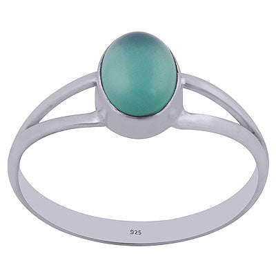 Beautiful Split Shank Green Onyx Oval Shape 925 Sterling Solid Silver Ring - R3402164-37