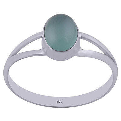 Beautiful Split Shank Aqua Chalcedony Oval Shape 925 Sterling Solid Silver Ring - R3402164-40