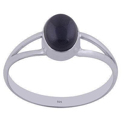 Beautiful Split Shank Black Onyx Oval Shape 925 Sterling Solid Silver Ring - R3402164-52
