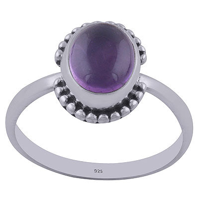 Alluring Rawa Work Around Amethyst Oval Shape 925 Sterling Solid Silver Ring - R3402165-1