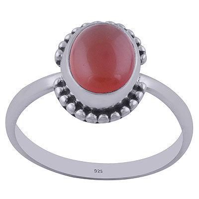 Alluring Rawa Work Around Carnelian Oval Shape 925 Sterling Solid Silver Ring - R3402165-31