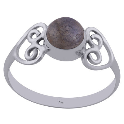 Gorgeous Wire Work Around Labradorite Round Shape 925 Sterling Solid Silver Ring - R3402167-22