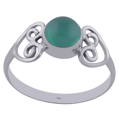 Gorgeous Wire Work Around Green Onyx Round Shape 925 Sterling Solid Silver Ring - R3402167-32