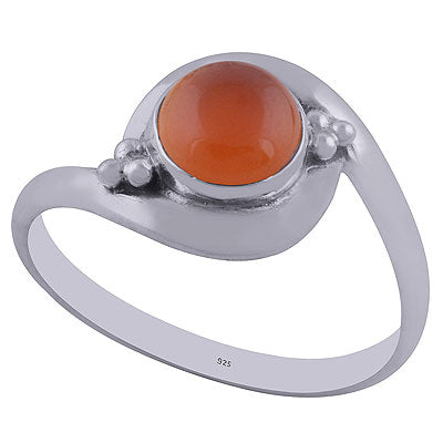 Alluring Rawa Work Around Carnelian Round Shape 925 Sterling Solid Silver Ring - R3402170-25