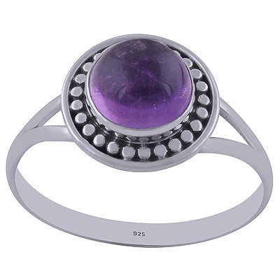 Stunning Handwork Split Shank Amethyst Round Shape 925 Sterling Solid Silver Ring - R3402172-1