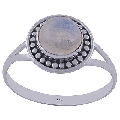 Stunning Handwork Split Shank Rainbow Moonstone Round Shape 925 Sterling Solid Silver Ring - R3402172-12