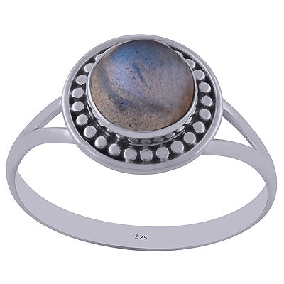 Stunning Handwork Split Shank Labradorite Round Shape 925 Sterling Solid Silver Ring - R3402172-21