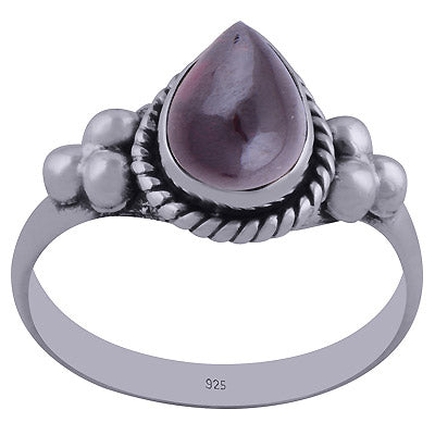 Stunning Handwork Around Garnet Pear Shape 925 Sterling Solid Silver Ring - R3402208-14