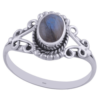 Gorgeous Handwork Around Labradorite Oval Shape 925 Sterling Solid Silver Ring - R3402211-44
