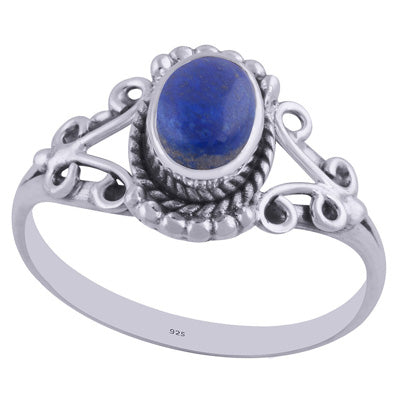 Gorgeous Handwork Around Lapis Oval Shape 925 Sterling Solid Silver Ring - R3402211-47