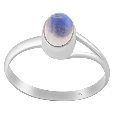Unique One Sided Split Shank Rainbow Moonstone Oval Shape 925 Sterling Solid Silver Ring - R3402243-35