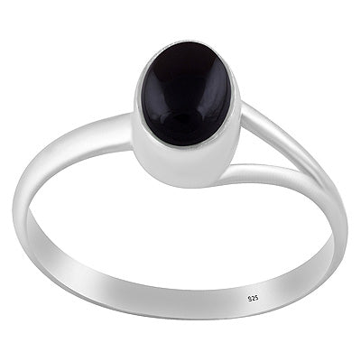 Unique One Sided Split Shank Black Onyx Oval Shape 925 Sterling Solid Silver Ring - R3402243-68
