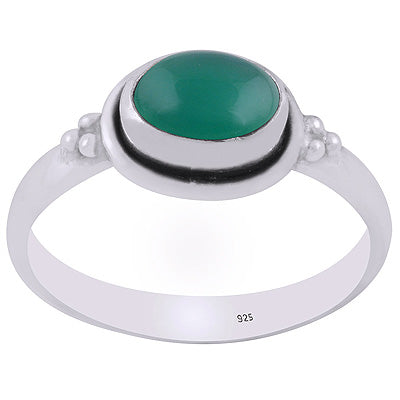 Beautiful Rawa Work Around Green Onyx Oval Shape 925 Sterling Solid Silver Ring - R3402245-52