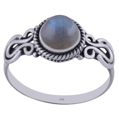 Beautiful Handcrafted Work Around Labradorite Round Shape 925 Sterling Solid Silver Ring - R3402247-14