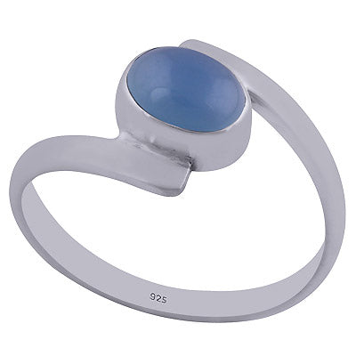Gorgeous Shank Blue Chalcedony Oval Shape 925 Sterling Solid Silver Ring - R3402257-32