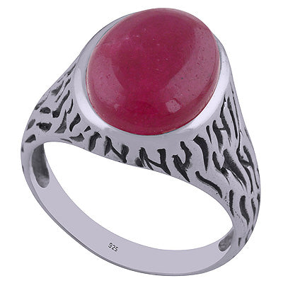 Red Corundum 925 Sterling Silver Ring - R3402258-44