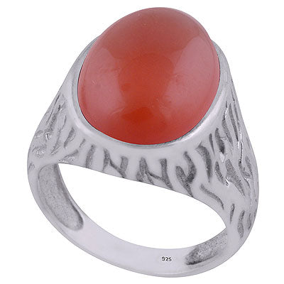 Stunning Handcrafted Oxidised Work Around Carnelian Oval Shape 925 Sterling Solid Silver Ring - R3402258-56