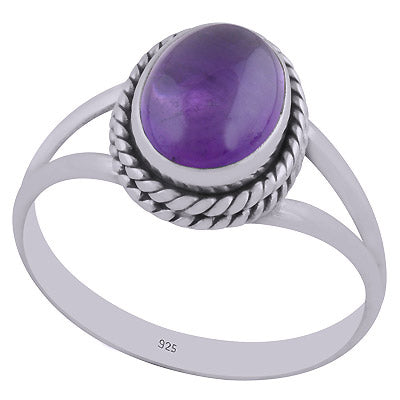 Stunning Wire Work Around Amethyst Oval Shape 925 Sterling Solid Silver Ring - R3402263-23