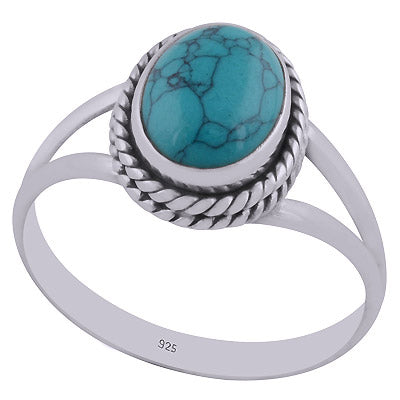 Stunning Wire Work Around Turquoise Oval Shape 925 Sterling Solid Silver Ring - R3402263-29