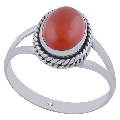 Stunning Wire Work Around Carnelian Oval Shape 925 Sterling Solid Silver Ring - R3402263-42