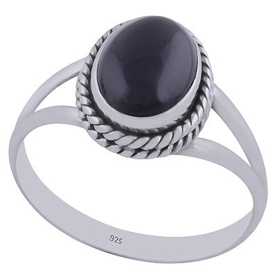 Stunning Wire Work Around Black Onyx Oval Shape 925 Sterling Solid Silver Ring - R3402263-49