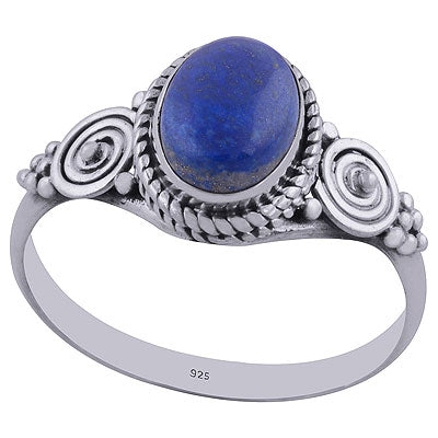 Stunning Coil Wire Work Around Lapis Oval Shape 925 Sterling Solid Silver Ring - R3402282-24
