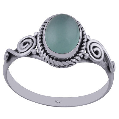 Gorgeous Wire Work Around Aqua Chalcedony Oval Shape 925 Sterling Solid Silver Ring - R3402283-136